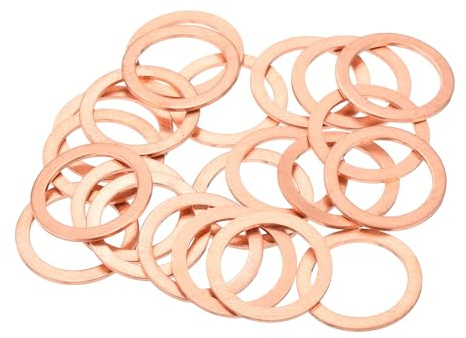 QUARKZMAN 22 Pièces Rondelles Plates en Cuivre, Rondelles d'Écrasement Métriques Plates en Cuivre Amélioré de 15x20x1mm pour Raccords Hydrauliques Vis Écrou Réparation Électronique