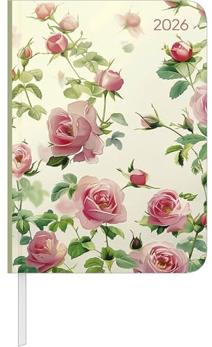 Alpha Edition - Daily Journal Roses 2026 – Taschenkalender 11×15 cm mit 352 Seiten & Tagesansicht, 4-sprachigem Kalendarium, eleganter Rosen-Planer mit To-Do-Liste & Notizbereich für Alltag & Beruf