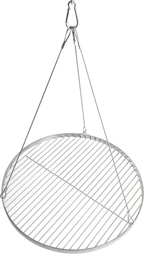 Grille de cuisson en acier inoxydable - Grille de cuisson ronde - Grille de cuisson en pierre - Avec corde de suspension pour barbecue pivotant - Acier inoxydable 304 - Diamètre 70 cm