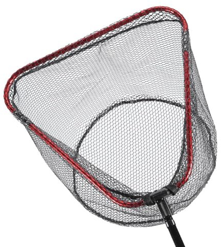 Homeponnew Red de aterrizaje de peces para pesca en agua dulce y salada, aro plegable de aleación de aluminio con puerto de tornillo de 8 mm, malla de nailon revestido, 38 cm, 45 cm, 50 cm