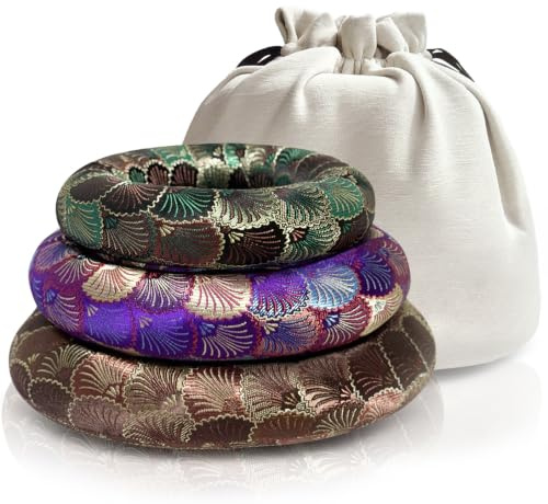 UPCEED 3 Pcs Silk Singing Bowl Cushion Set for 6-10 Crystal Singing Bowls