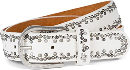 styleBREAKER Cintura con borchie di diversi colori, cintura, accorciabile, unisex 03010071, colore:Bianco, Taglia:105cm