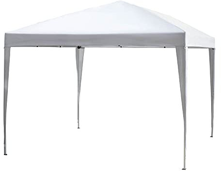 Outsunny Tonnelle de Jardin extérieur 3x3m Tonnelle Pliante Pop up Tente Pliable Barnum de Jardin Pliant Anti-UV + Sac de Transport Acier Oxford Blanc