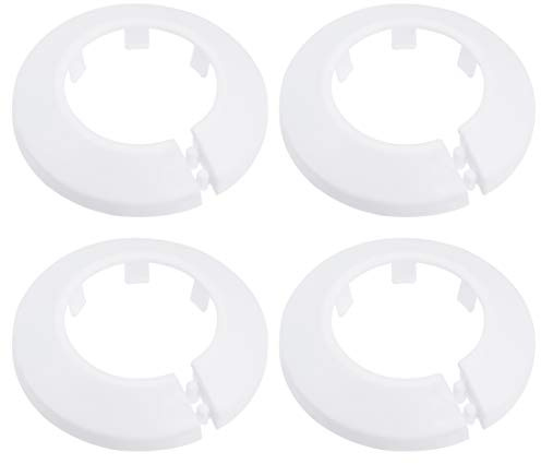 sourcing map 34-35mm Rohrabdeckung Dekoration PP Heizkörper Rosette Wasserrohr Wandabdeckung Weiß 4 Stück