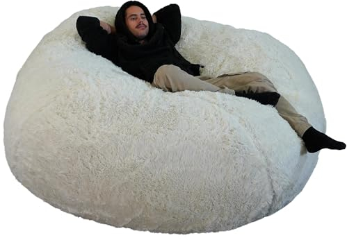 bananair - Sitzsack XXL mit Füllung für Erwachsene - Ultra Weich und Bequem mit Schaumstoff Füllung - Maschinenwaschbarer Bezug - Giant Bean Bag Chair, Sofa, Bed, Couch (160 cm, Weiß)