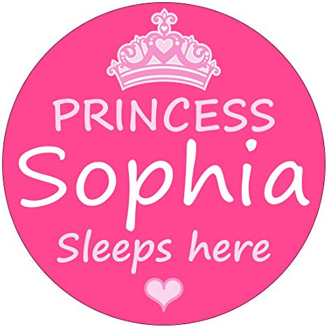Christmas Birthday Gift Girls Name Plaque Princess Bedroom Door Sign Personalised Design Pretty stocking filler Choose your name 150mm diameter Self adhesive vinyl sticker