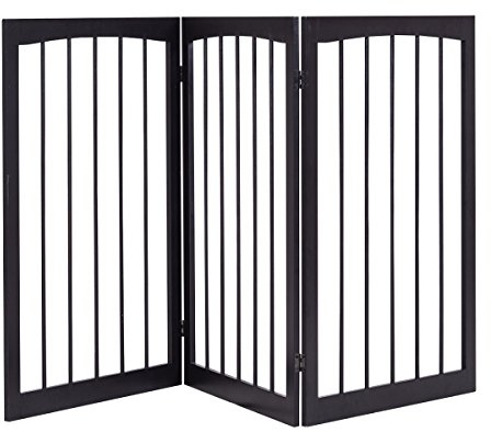 COSTWAY Absperrgitter Hunde, Schutzgitter Holz klappbar, Treppengitter 76cm Hoch, Hundeabsperrgitter Türschutzgitter, 3 Paneelen, Braun