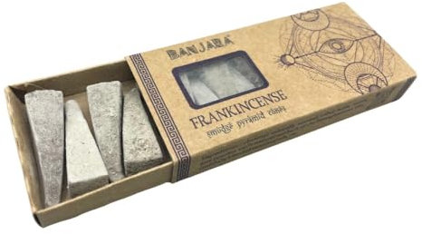 Conos Incienso de Piramide Banjara Smudge - Natural - Orgánico - Hecho a Mano - Hecho en India - 1 cajetilla de 10 piramides (Frankincense)