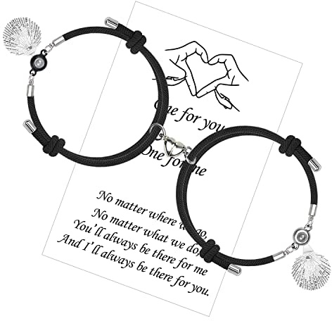 LUOKIFUR Pararmband med projektionssten magnetarmband 100 röst Jag älskar dig armband ömsesidig attraktion alla hjärtans dag gåva, 14 cm, Metall