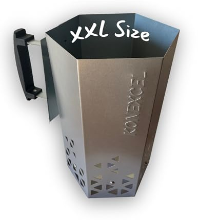 Konexcel Heavy Duty Charcoal Chimney Starter | BBQ Chimney Starter for Charcoal Grill and Barbecues | Sturdy and Easy to Use BBQ Grill Tool for Rapid Fire Starter