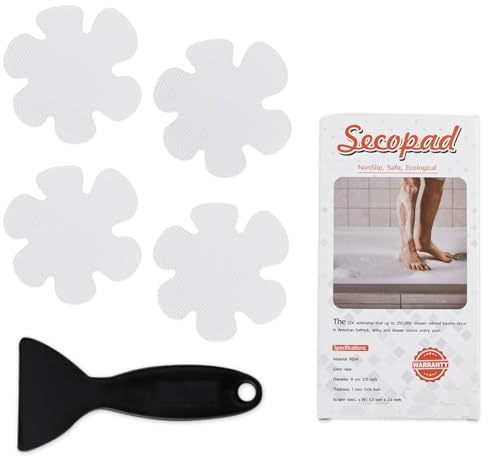 Secopad 12PCS Snowflake Non Slip Bathtub Stickers with Scraper, White