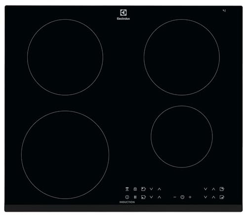 Electrolux LIT6043 – Placa de Inducción Infinite, 60 cm, 4 Zonas, Biselada Extraplana, Control Táctil, Temporizador, Función Pausa, Hob2Hood, Anclaje Easy Fix