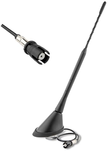 RED WOLF Raku 2 Antenne 16V Dachantenne für VW Opel Citroen Peugeot Audi Skoda Seat Volvo bis 2004, 9 Zoll Antenne Kfz Antennenfuss Auto mit Raku II Stecker