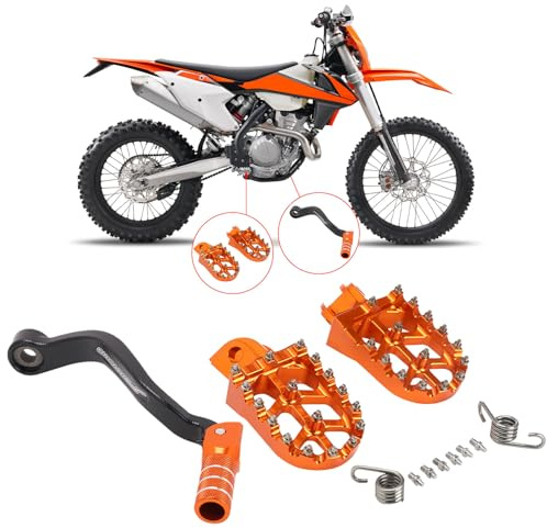 BIUGERCN Motorrad Klappbarer Schalthebel + Dirt Bike Fußrasten CNC Universal für 65-990 SX SXS SXS-F MXC EXC-G SX-F EXC-F XC XC-F SMR TE TC FE FC 85-501