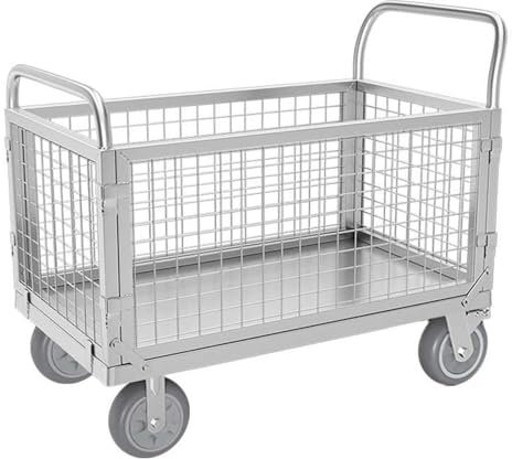 YHWKGZ Carretilla de Obra, Carretilla de Jardín de 4 Ruedas con Valla, Carro de Jardín de Servicio Pesado, Capacidad De 800 LB for Mover Tierra(39.3x23.6/100x60cm)