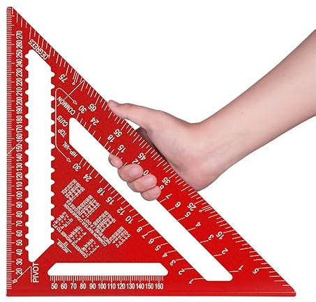 Beslands Zimmermannswinkel 300mm, Anschlagwinkel Metall, Zimmermannswinkel groß Metrisch 45 und 90 Grad Winkelmesser, Rot