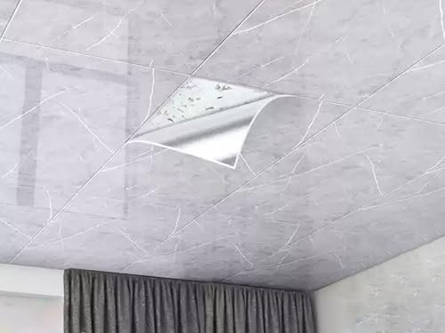 Deckenpaneele deckenplatten Deckenfliesen Für Abziehen Und Aufkleben, Wasserdichte Wandpaneele Für Badezimmer/Keller/Esszimmer/Klo, Dekorative PVC-Hintergrundtapete, 80x40cm(Style-3,10 Pack)