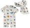 Maillot de Bain Bébé Garçon Combinaison Anti-UV à Manches Courtes Tenue de Natation Animal +Chapeau de Soleil (Beige, 18-24 Months)