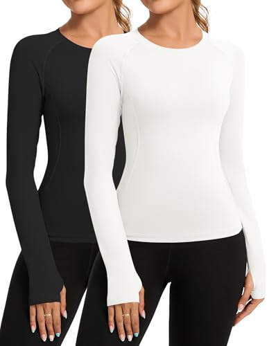 Rapbin Women's Gym Tops Workout Running Yoga Sports T-Shirt Quick Dry Top | Quick dry breathable fabric,stretchy slim fit,crew neck,workout running yoga gym wear,short or long sleeve,single or 2 pack