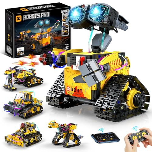 YOOHBERRYS Technic Robot Telecomandati per Bambini, 5-in-1 Kit di Costruzione di Robot Programmabile con App e Telecomando, Regalo Educativo per Ragazzi e Ragazze Dagli 6 ai 12 anni (Giallo)