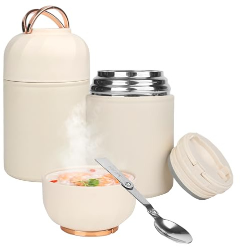 YYTECH Termo para Comida 850 ml, Recipiente Térmico para Comida con Asa, Frasco Acero Inoxidable Contenedor Térmico, fiambrera termica con Cuchara Plegable, para sopa, pasta
