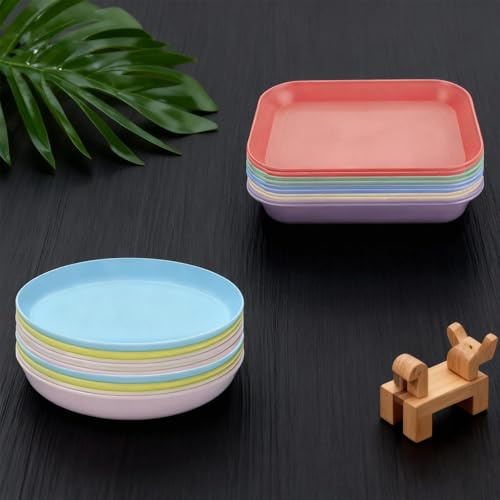 20pcs Plastic Plate Sets, 7.2 Inch Unbreakable Reusable Dinner Plates
