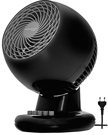 Iris Ohyama Woozoo, 13m², Ventilator, Schwarz, 3 Geschwindigkeiten, Oszillierend, leise, Table Fan, Tischventilator, Lüfter, Bodenventilator, tragbarer, Portable, Cooling, Desk Fan, PCF-M15
