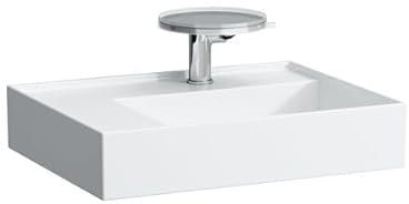 LAUFEN Kartell Aufsatzwaschtisch, Ablage links, 2 Hahnlöcher, ohne Überlauf, 600x460mm, H818335A008151, Farbe: Weiß