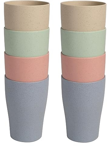 WANBY Kunststoff Trinkbecher Farben Tumbler Trinkgläser Geschirrspüler Sichere Gläser Satz Wasserbecher für Wasser Saft Cocktail Tragbar Camping (375ml 8Stück)