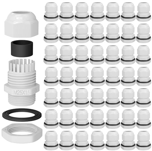 hb-digital kabelskruv M25 för 13–18 mm kabeldiameter IP68, damm- och vattentät med gummitätning motmutter klämlameller stopputtag isolering kabelinföring elinstallation 50х