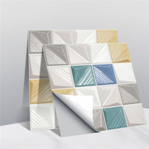 Adesivo per piastrelle, autoadesivo 3D adesivo per piastrelle a mosaico per cucina, bagno, camera da letto, impermeabile, adesivo decorazione per piastrelle, pellicola di cristallo in PVC, 10 x 10 cm