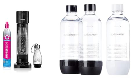 SodaStream Gasatore Gaia Nero d’Acqua per realizzare Acqua Frizzante & Bottiglie Classiche per gasatore d'acqua, Capienza 1 Litro