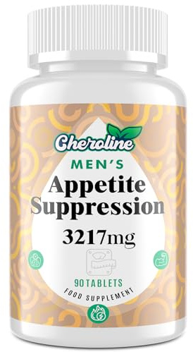 Appetite Suppressant & Fat Burner for Men – High-Dose 3217mg Natural Formula with Glucomannan & Green Tea – Fast-Acting Energy Booster – Controls Cravings – Keto Friendly – 90 Tablets