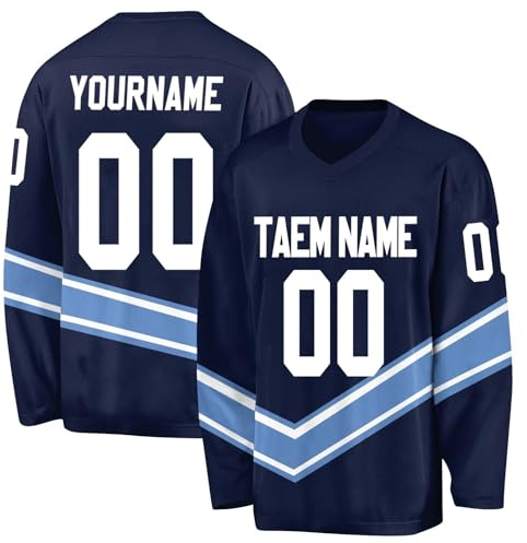 Custom Ice Hockey Jersey for Mens Boys Customizable Personalized Ice Hockey Gifts Ice Hockey Practice Shirts Navy