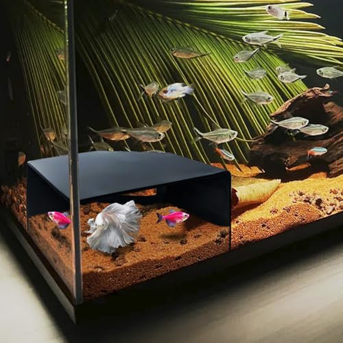 Aquarium Corner Cave Hide Axolotl Cichlid Cave Fish Tank Accessories, Corner Fish Aquarium Cave Hide with Viewing Window, Terrarium/Aquarium Underground Natural Cave