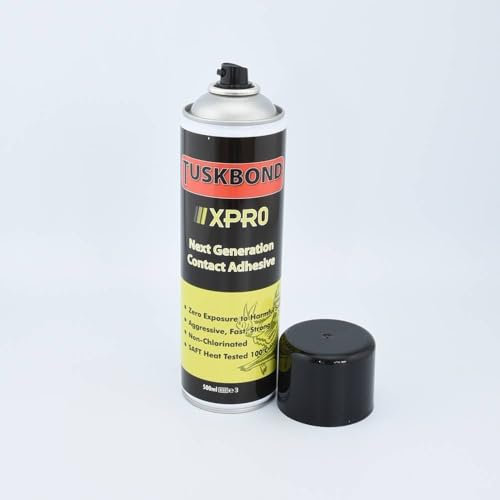 Tuskbond XPRO 500ml High Strength Contact Adhesive Aerosol Spray Glue for Wood Laminate Upholstery Foam Plastics Metal Automotive Construction Carpentry, Furniture Manufacturing Projects