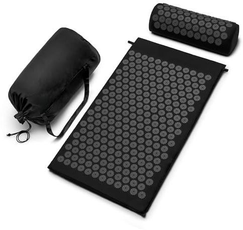 Sivan Health and Fitness Acupressure Mat and Pillow Set - Grounding Mat for Stress, Back & Neck Pain - Acupuncture Point Massage Mat for Muscle Relaxation, Sciatica, & Meditation - Includes Carry Bag