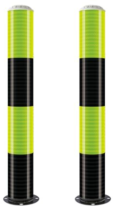 Generico Paletto di Sicurezza Solare Intelligente con luci a LED, Design Riflettente, palo in Tubo d'Acciaio, barriera di parcheggio per Il Controllo del Traffico, Confezione da 2 Verde, 100 cm/39,4
