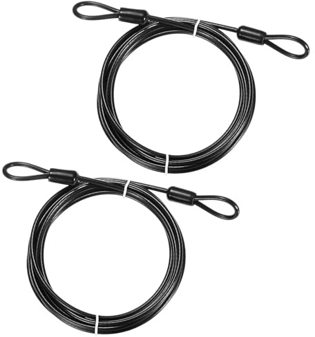 TIXIPEM Security Cable with Loops [2Pcs] - 6.56ft / 258.3 Inch Stainless Steel Luggage Lock Safety Cable Use for Bikes & Luggage & Toolbox, & Tent - [Black] Wire Rope Lanyard