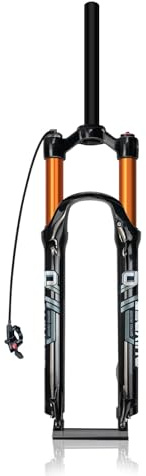 QHIYRZE Mountain Bike Air Suspension Fork 26/27.5/29 Inch MTB Front Fork 120mm Travel XC/AM Straight/Tapered Tube Remote Lockout QR 9x100mm Disc Brake(Gold Straight,27.5'')