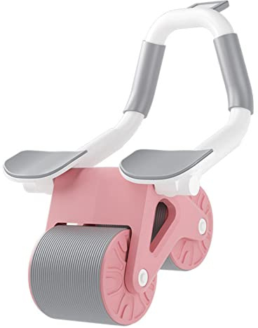 ZJchao Allenatore Addominale, Rullo delle Ruote AB, Bici da Allenamento per Allenatore Muscolare Addominale, Basso Rumore con Ginocchini per Fitness, Muscoli Addominali, Ruota Doppia per Nucleo (PINK)