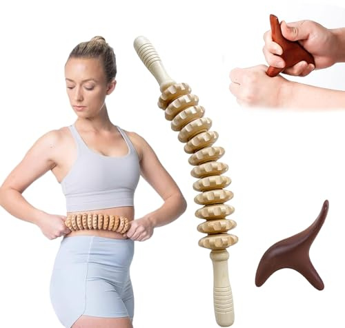 Fasciarulle Trä & Trigger-set, Massagerulleverktyg I Trä, Fascia Roller Wood, Massageverktyg För Manuell Träterapi Massagerulle För Avkoppling, Ben, Armar, Rygg, Nackmuskler, Män Och Kvinnor