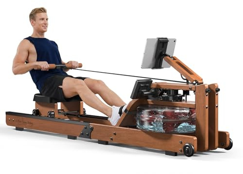 Rowing Machines for Home,Water Rowing Machine with Foldable Design,400LBS Capacity,LCD Monitor,Smooth Glide Rails,Comfortable Seat,Free App(Bluetooth) Supported for Immersive Water Rower&Home Gym
