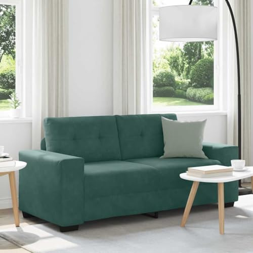 Ordellia Tvåsitsig soffa mörkgrön, 140 cm sammetsoffa för vardagsrum, modern relaxsoffa med skumstoppning, stabil ram, snygga möbler