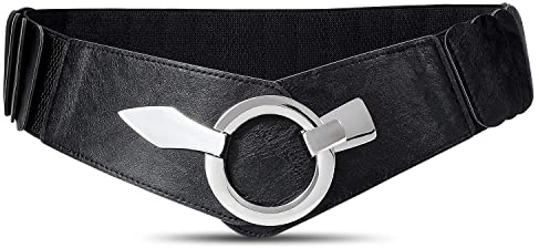 JASGOOD Ceinture Large Élastique pour Femme Style Rétro Vintage en Simili-Cuir Accessoire Mode pour Robes
