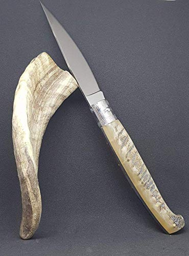 is lunas Coltello SARDO PATTADA Artigianale Manico in Corno Collezione Tascabile da Caccia (20 cm, Misura Grande)