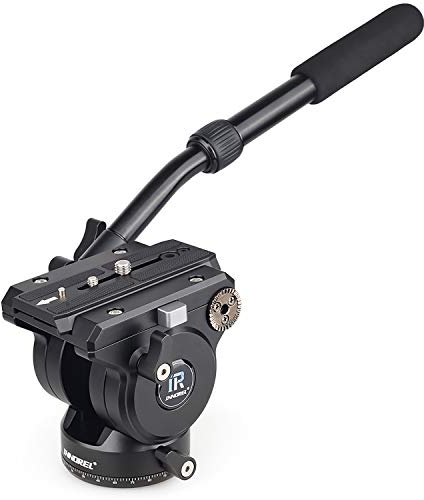 Testa Fluida, Treppiede INNOREL H90 Testa Fluida con Vite di Montaggio da 3/8e 1/4 per Reflex Digitali Videocamere Registrazioni Riprese, Massima Carico 15kg Lega di Alluminio