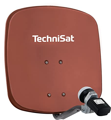 TechniSat DIGIDISH 45 – Satelliten-Schüssel für 1 Teilnehmer (45 cm kleine Sat Anlage - Komplettset mit Wandhalterung und Satfinder V/H-LNB) rot