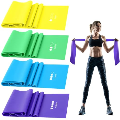 GIEMIT Resistance Bands Set,TPE Elastic Bands with 4 Resistance Levels (Light to X-Heavy)，Exercise Bands for Recovery, Physical Therapy,Fitness,Yoga,Pilates,Rehab,Strength Training