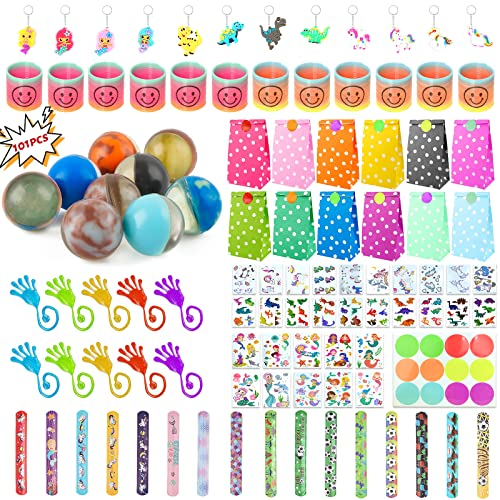 Kindergeburtstag Mitgebsel Set, 101 Stück Party Spielzeug Kindergeburtstag, Party Mitgebsel Kinder, Give Aways Kindergeburtstag, Goodie Bag Kindergeburtstag Tattoo Kinder Flummi Schnapparmband